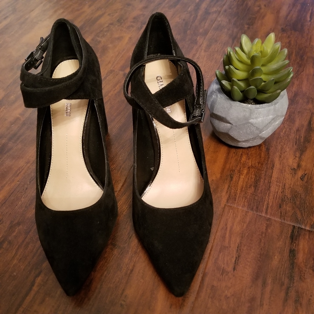 GIANNI BINI🖤Black Suede Ankle Strap Block Heels - Picture 3 of 11